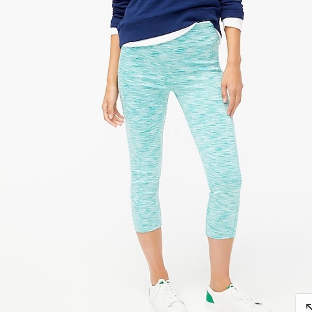 J Crew Cropped Mint Space Dyed With Side Pocket Leggings